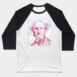 John Stuart Mill Portrait | John Stuart Mill Artwork | Line Art 2 Baseball T-Shirt